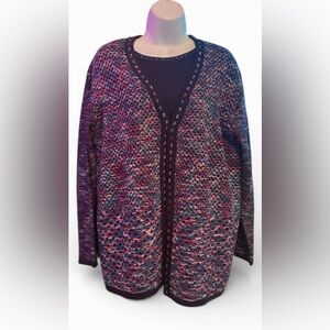 Jenny 2 piece Navy Blue short sleeve top with cardigan Sweater size XL